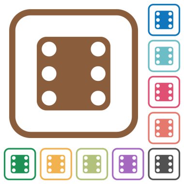 Domino altı basit simgeler renkli kare kare beyaz arka plan üzerinde yuvarlak