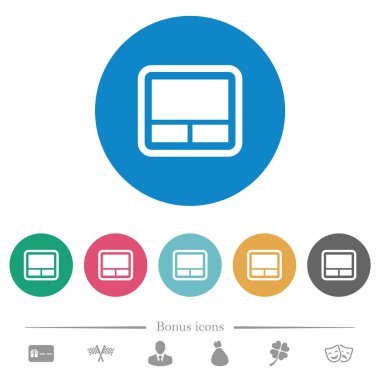 Dizüstü touchpad düz beyaz simgeleri yuvarlak renkli arka planlar. 6 bonus simgeler dahil.