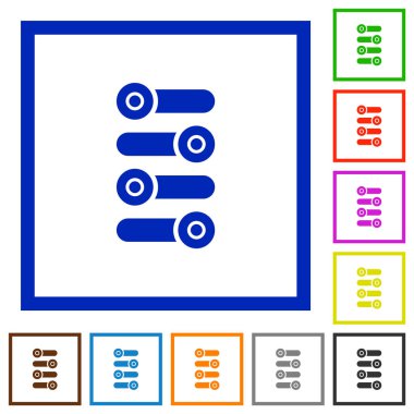 Düz renk simgeleri kare kare beyaz arka plan üzerinde ince ayar