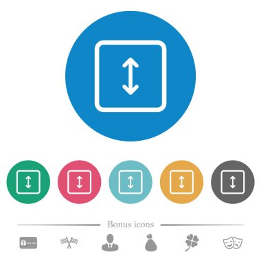 Nesne yüksekliği düz beyaz simgeler yuvarlak renkli arka planlar üzerinde ayarlayın. 6 bonus simgeler dahil.