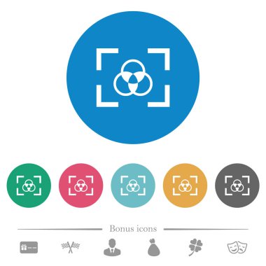 Kamera beyaz dengesi düz beyaz simgeler yuvarlak renkli arka planlar üzerinde ayarlama. 6 bonus simgeler dahil.