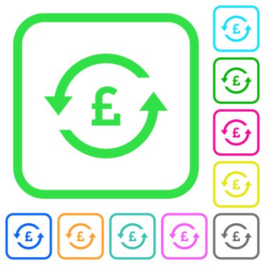 Pound ödeme geri canlı renkli düz simgeler beyaz arka plan üzerinde eğri sınırları içinde