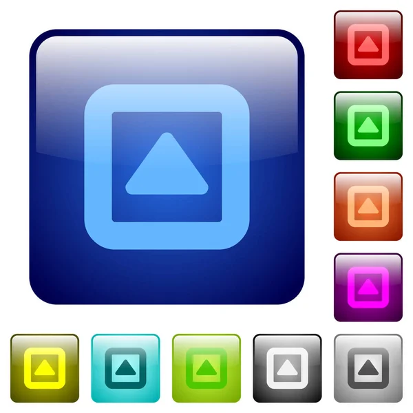 Toggle Icons Rounded Square Color Glossy Button Set — Stock Vector