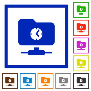 Kare kare beyaz arka plan üzerinde hızlı Ftp düz renk simgeleri