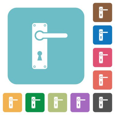 Sağ kapı kolu vida ile yuvarlak renkli kare arka planlar üzerinde beyaz düz simgeler uzattı.