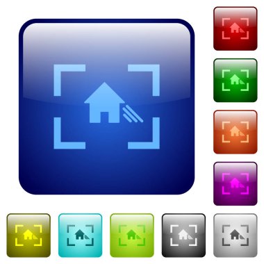 Yuvarlatılmış kare renkli parlak düğme kamera beyaz dengesi gölge modu simgeleri ayarla