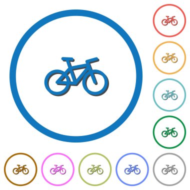 Yuvarlak Bisiklet düz renk vektör simgeler gölgelerde ile özetliyor beyaz arka plan üzerinde