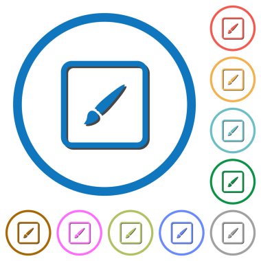 Yuvarlak boya nesne düz renk vektör simgeler gölgelerde ile özetliyor beyaz arka plan üzerinde