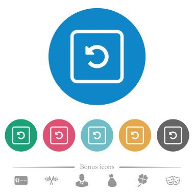 Yuvarlak renkli arka planlar nesne sol düz beyaz simgeler çevirin. 6 bonus simgeler dahil.