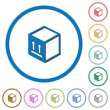 Yuvarlak tek paket düz renk vektör simgeler gölgelerde ile özetliyor beyaz arka plan üzerinde