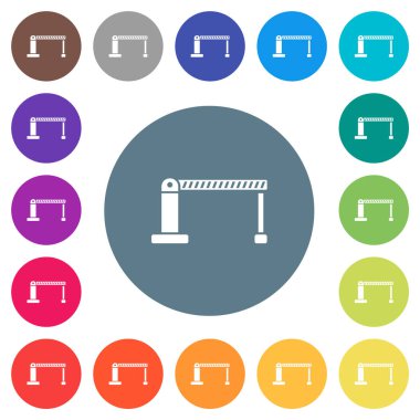 Kapalı bariyer düz beyaz simgeleri yuvarlak renkli arka planlar. 17 arka plan renk değişimleri dahil.