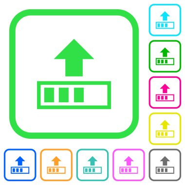 Gelişim sürecinde beyaz arkaplan üzerinde eğri kenarlı düz simgeler yükle