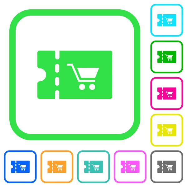 Kupon Rabatowy Supermarket Żywe Kolorowe Płaskie Ikony Zakrzywionych Granic Białym — Wektor stockowy