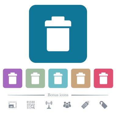 Tek çöp beyaz düz simgeler renk üzerinde kare arka planlar yuvarlanır. 6 bonus simgeler dahil