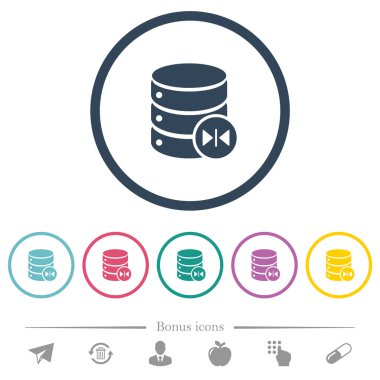 Select veritabanı tablo sütun düz renkli simgeler yuvarlak özetliyor. 6 bonus simgeler dahil.