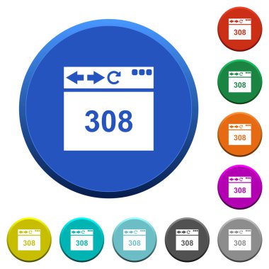 Tarayıcı 308 kalıcı yeniden yönlendirme renk eğimli düğmeleri pürüzsüz yüzeylerde ve düz beyaz simgeler ile yuvarlak