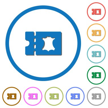 Deri eşyalar kupon düz renk vektör simgeler beyaz arka plan üzerinde yuvarlak özetliyor gölgelerde ile indirim