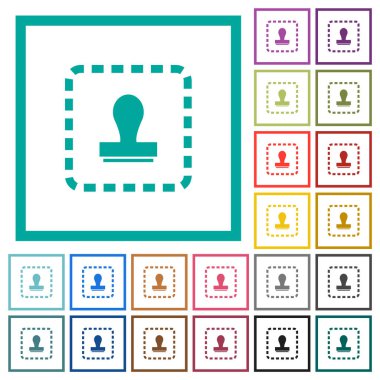 Filigran düz renk simgeleri çeyreği çerçeveler ile beyaz zemin üzerine yerleştirin