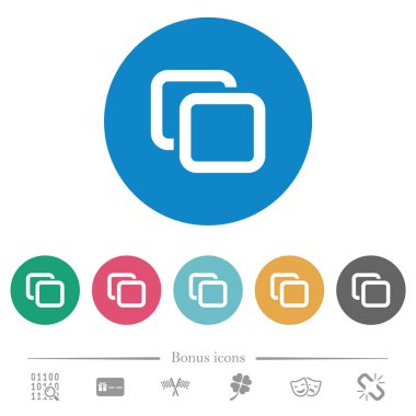 Yuvarlak sekmeleri düz beyaz simgeler üzerinde renkli arka planlar. 6 bonus simgeler dahil.