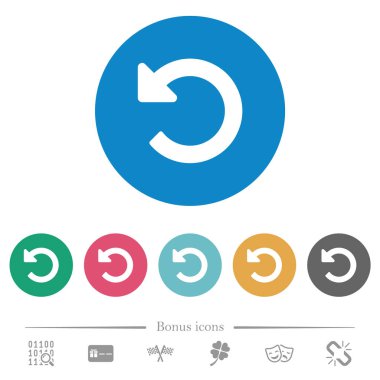 Değişiklikleri düz beyaz simgeler yuvarlak renkli arka planlar üzerinde geri. 6 bonus simgeler dahil.