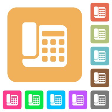 Ofis telefon Yuvarlatılmış kare canlı renkli arka planlar üzerinde düz simgeler.