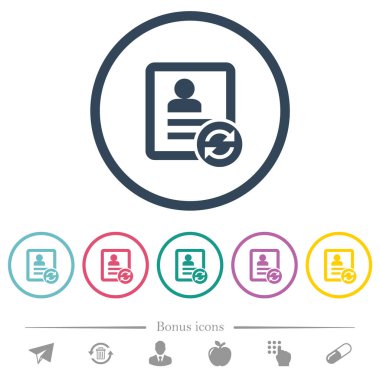 Yenile iletişim düz renk simgeleri ana hatları yuvarlak. 6 bonus simgeler dahil.