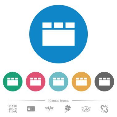 Yatay sekmeli düzen düz beyaz simgeleri yuvarlak renkli arka planlar. 6 bonus simgeler dahil.