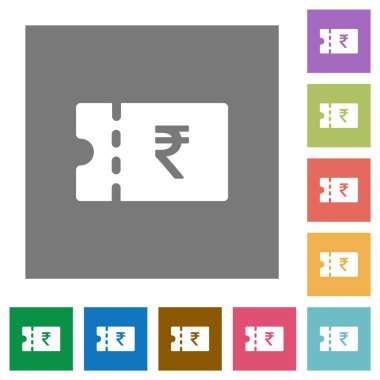 Hindistan Rupisi indirim kupon düz simgeler basit renkli kare arka planlar