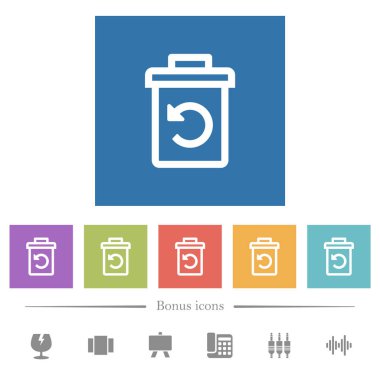 Kare arka düz beyaz simgeler undelete. 6 bonus simgeler dahil.