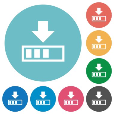 Yuvarlak renk arkaplanındaki düz beyaz simgeleri indir