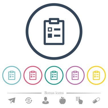 Anket düz renkli simgeler yuvarlak özetliyor. 6 bonus simgeler dahil.