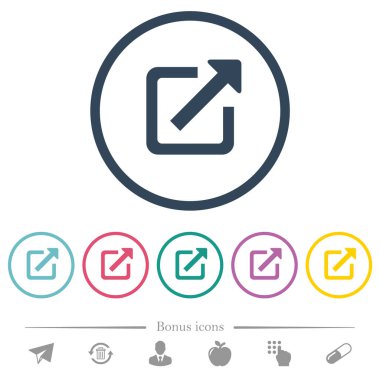 Açık içinde yeni pencere düz renk simgeleri yuvarlak özetliyor. 6 bonus simgeler dahil.