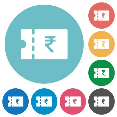 Hindistan Rupisi indirim kupon düz beyaz simgeleri yuvarlak renkli arka planlar