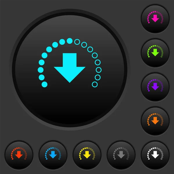 Download Progress Dark Push Buttons Vivid Color Icons Dark Grey — Stock Vector