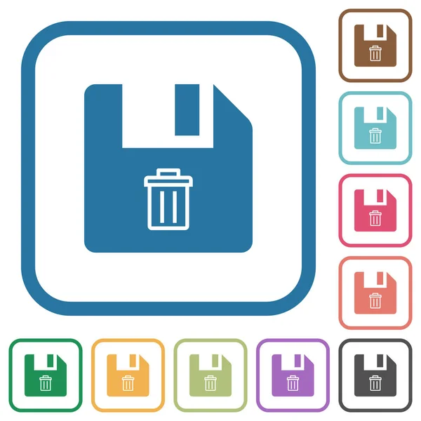 Eliminar Iconos Simples Archivos Marcos Cuadrados Redondeados Color Sobre Fondo — Vector de stock