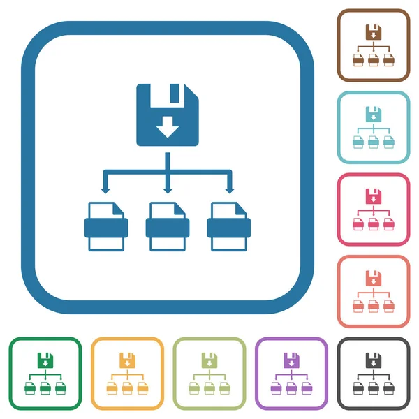 Guarde Archivo Como Iconos Simples Formato Múltiple Marcos Cuadrados Redondeados — Vector de stock