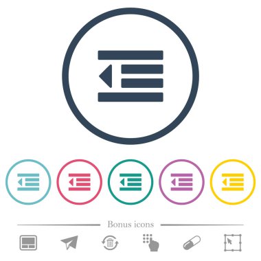 Yuvarlak anahatlar metin girinti düz renk simgeleri azaltın. 6 bonus simgeler dahil.