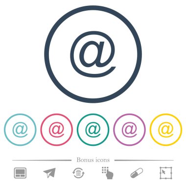 Yuvarlak ana hatlarını tek e-posta simgesi düz renk simgeler. 6 bonus simgeler dahil.