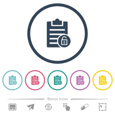 Not düz renk simgeleri yuvarlak anahatlar için kilidini. 6 bonus simgeler dahil.