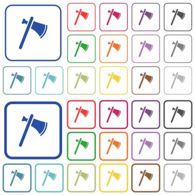 Yuvarlatılmış kare kare tek tomahawk renk düz simgeler. İnce ve kalın sürümleri dahil.