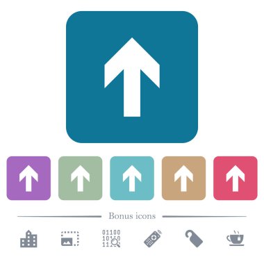 Yukarı ok kare arka planlar renk beyaz düz simgeleri yuvarlanır. 6 bonus simgeler dahil