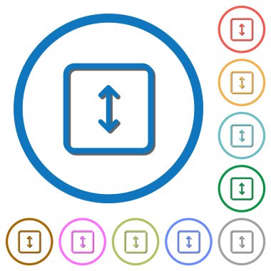 Nesne yüksekliği düz renk vektör simgeleri ile beyaz arka plan üzerinde yuvarlak özetliyor gölgelerde ayarlamak