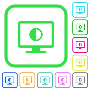 Ekran kontrast canlı renkli düz simgeler beyaz arka plan üzerinde eğri sınırları ayarlama