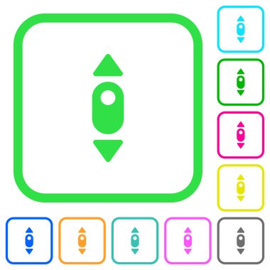 Fare tomar yukarıya beyaz arka plan üzerinde eğri sınırları içinde canlı renkli düz simgeler