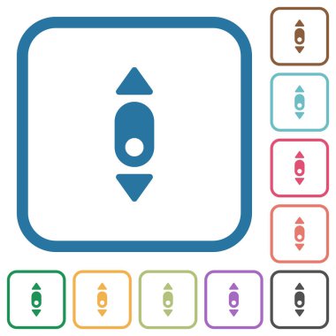 Fare tomar aşağı basit simgeler renkli kare kare beyaz arka plan üzerinde yuvarlak