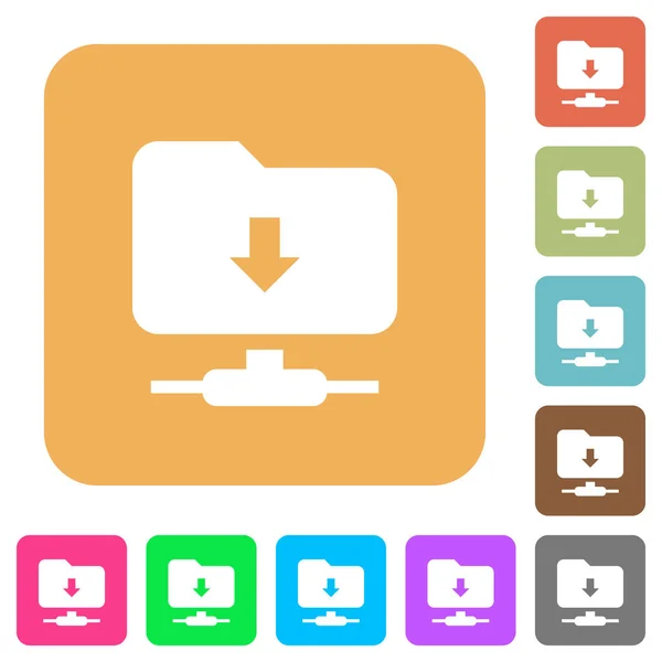 Ftp Navegar Por Los Iconos Planos Sobre Fondos Cuadrados Redondeados — Vector de stock