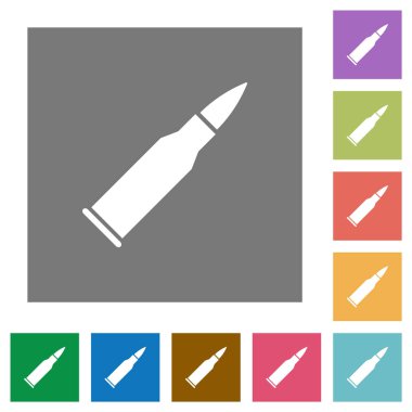 Kurşun tüfek cephane düz simgeler basit renkli kare arka planlar