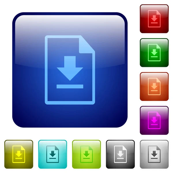 Descargar Iconos Archivo Color Cuadrado Redondeado Brillante Conjunto Botones — Vector de stock
