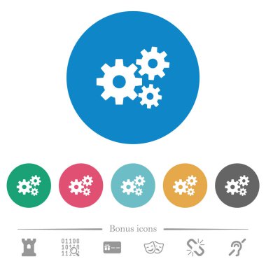 Düz beyaz simgeler ve yuvarlak renkli arka planlar. 6 bonus simgesi dahil.