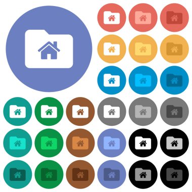 Giriş klasörü çok yuvarlak arka planlar üzerinde düz simgeler renkte. Beyaz, açık ve koyu simgesi varyasyonları vurgulu ve etkin durumu efektleri ve bonus tonları için dahil.